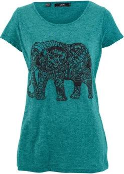 bonprix bonprix Camisetas>Camiseta con estampado de manga corta Turquesa cobalto + negro