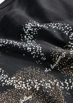 bonprix bonprix Camisetas>Camiseta con estampado de corazón de algodón orgánico Negro estampado