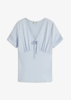bonprix bonprix Camisetas>Camiseta con fruncido azul pálido