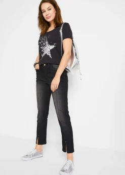 Mujer bonprix bonprix Camiseta con hilo flameado y manga corta