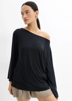 Mujer bonprix bonprix Camiseta con hombros descubiertos de suave mezcla de modal