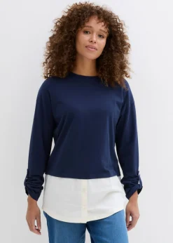 Mujer bonprix bonprix Camiseta con inserto de blusa de algodón orgánico puro