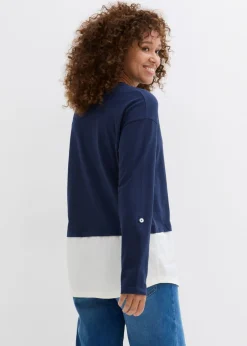 Mujer bonprix bonprix Camiseta con inserto de blusa de algodón orgánico puro