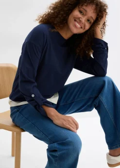 Mujer bonprix bonprix Camiseta con inserto de blusa de algodón orgánico puro