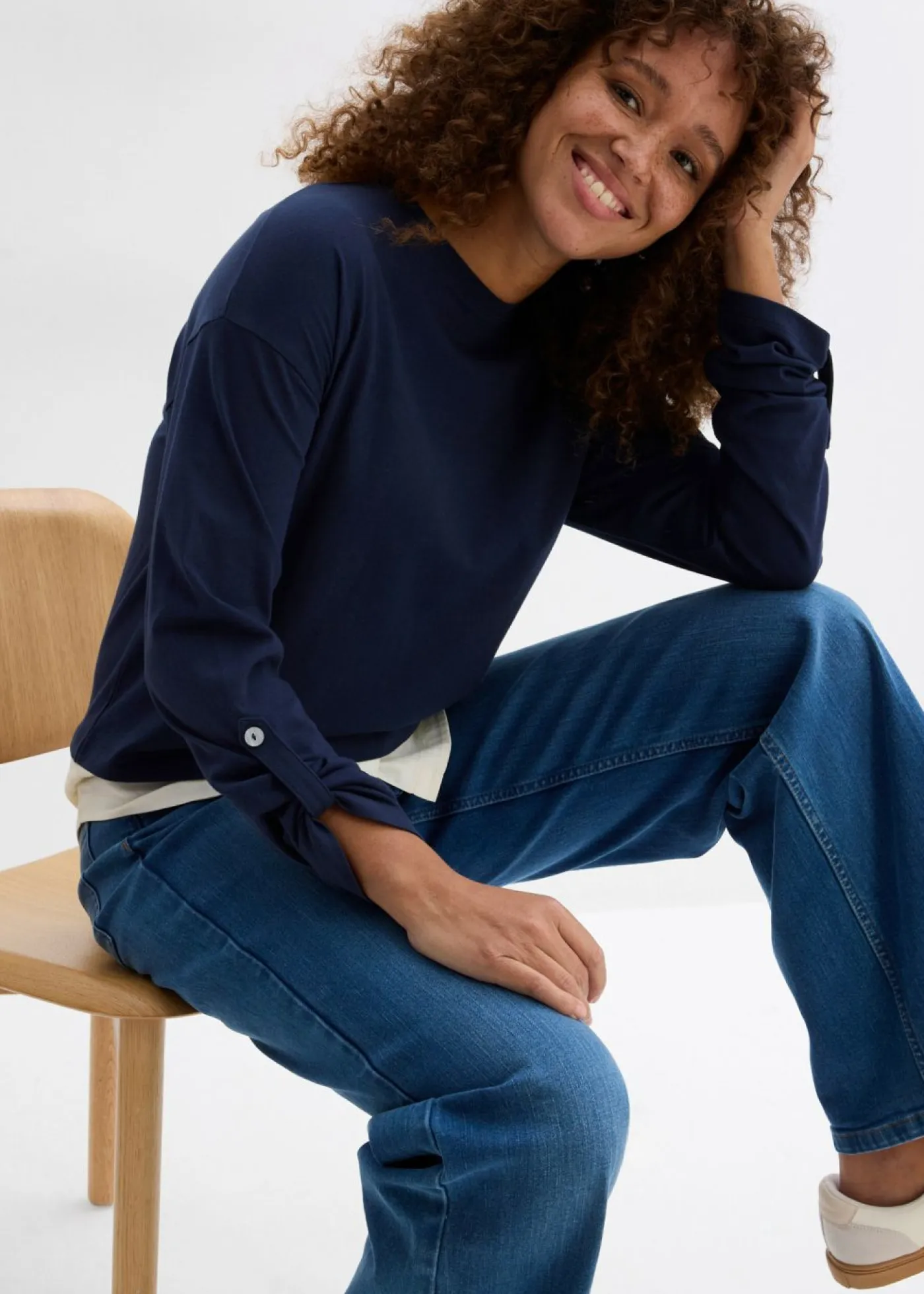 Mujer bonprix bonprix Camiseta con inserto de blusa de algodón orgánico puro