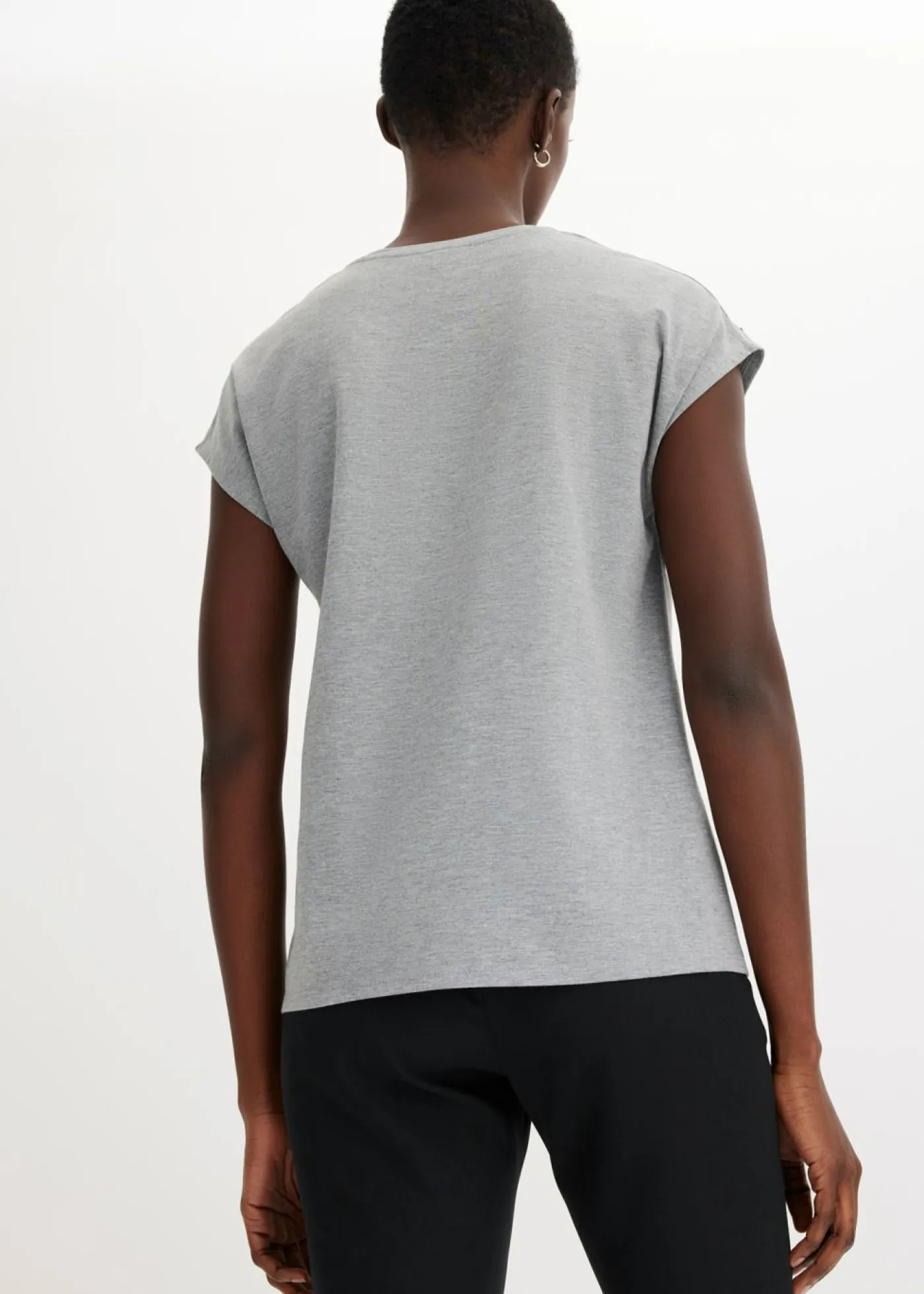 bonprix bonprix Camisetas>Camiseta con lentejuelas Gris jaspeado
