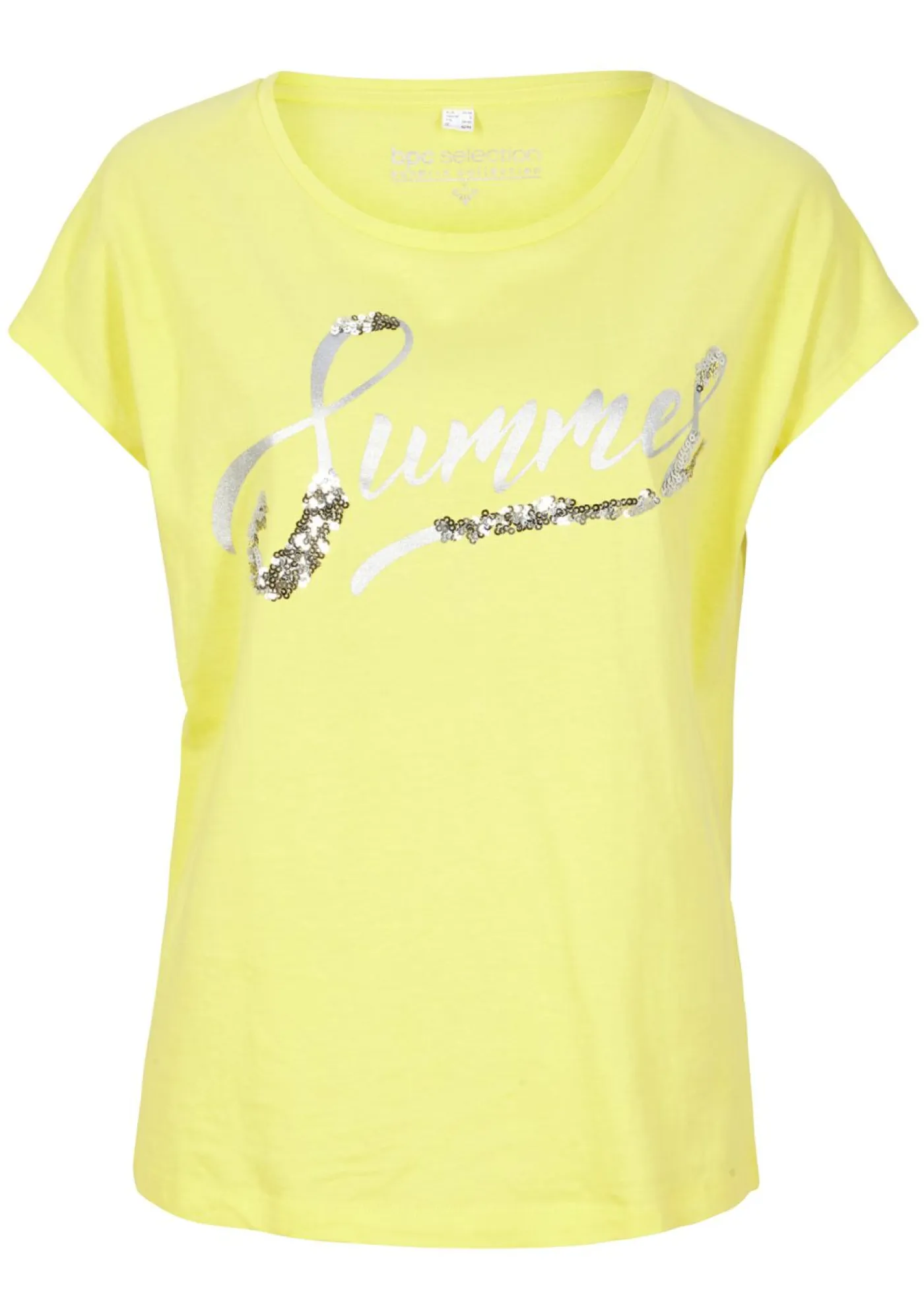 bonprix bonprix Camisetas>Camiseta con lentejuelas Lima/plata estampado