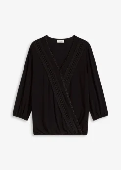 Mujer bonprix bonprix Camiseta con manga 3/4 y aspecto cruzado