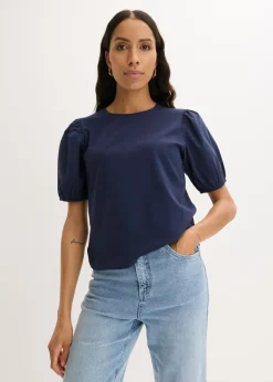 bonprix bonprix Camisetas|Novedades>Camiseta con mangas abullonadas Azul marino