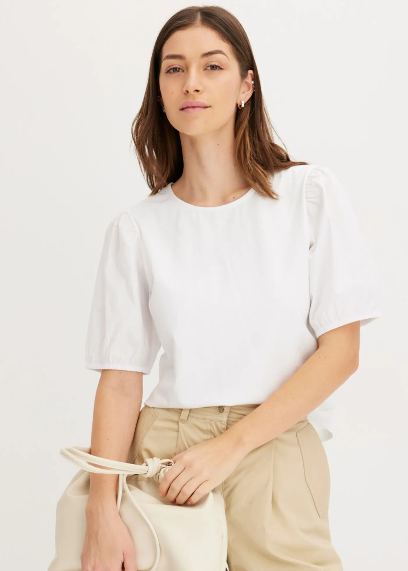 bonprix bonprix Camisetas|Novedades>Camiseta con mangas abullonadas Blanco