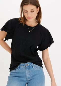 bonprix bonprix Camisetas>Camiseta con mangas llamativas Negro