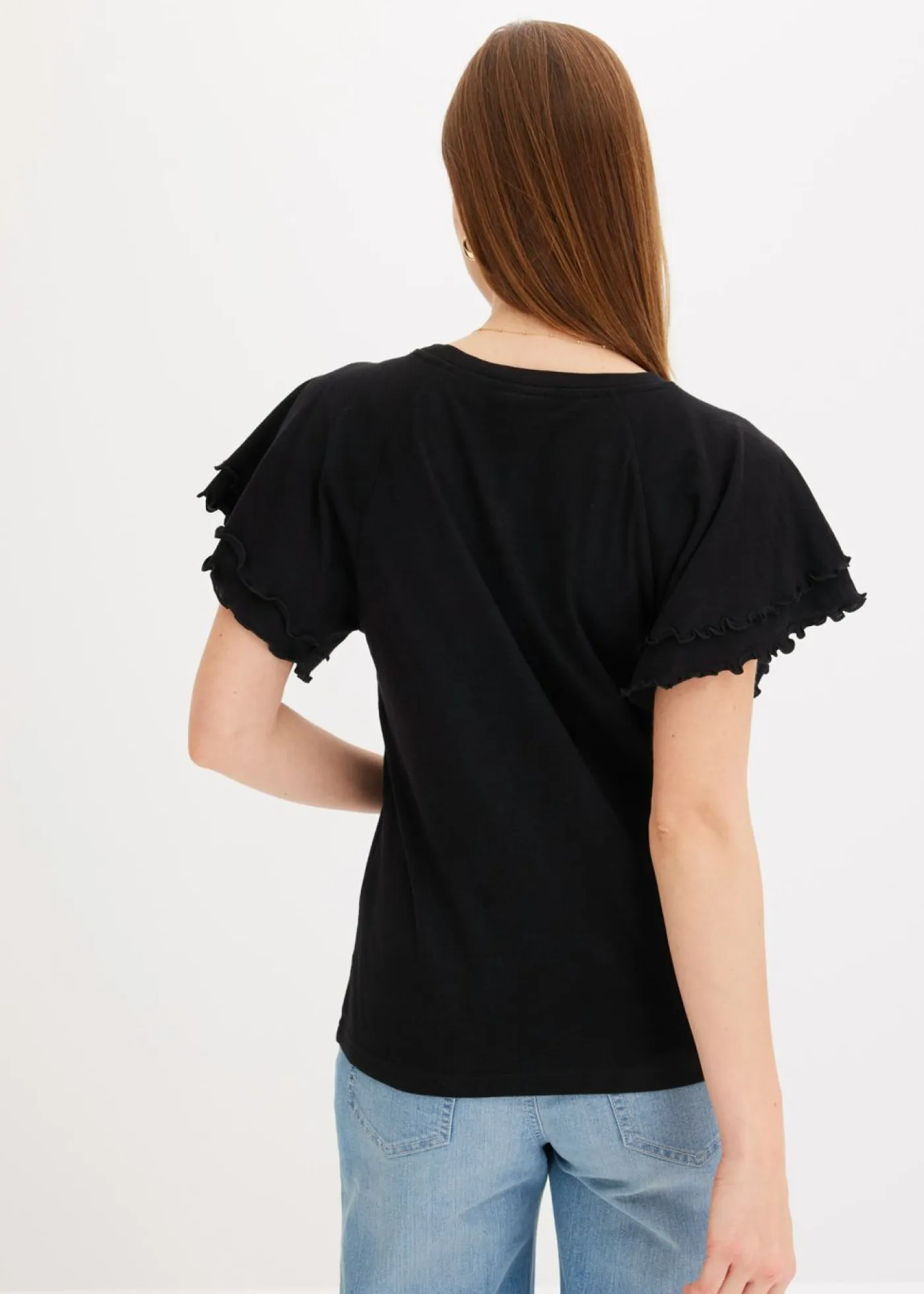 bonprix bonprix Camisetas>Camiseta con mangas llamativas Negro