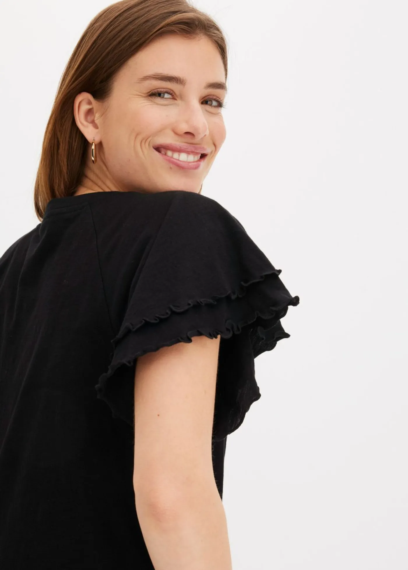 bonprix bonprix Camisetas>Camiseta con mangas llamativas Negro