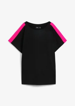 bonprix bonprix Camisetas>Camiseta con rayas de neón Negro
