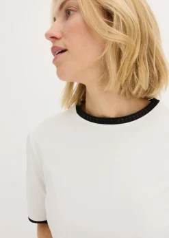 Mujer bonprix bonprix Camiseta con ribete de encaje