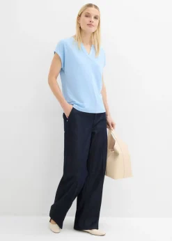 Mujer bonprix bonprix Camiseta con ribete de satén