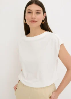 Mujer bonprix bonprix Camiseta con ribete de satén