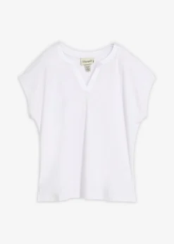 bonprix bonprix Camisetas|Novedades>Camiseta con ribete de satén Blanco