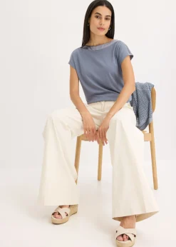 Mujer bonprix bonprix Camiseta con ribete de satén