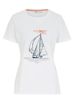 bonprix bonprix Camisetas>Camiseta de algodón con abertura lateral y estampado Blanco estampado