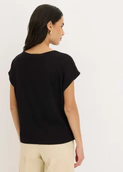 Mujer bonprix bonprix Camiseta de algodón con aplicación de tachuelas