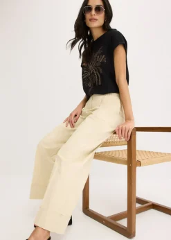 Mujer bonprix bonprix Camiseta de algodón con aplicación de tachuelas