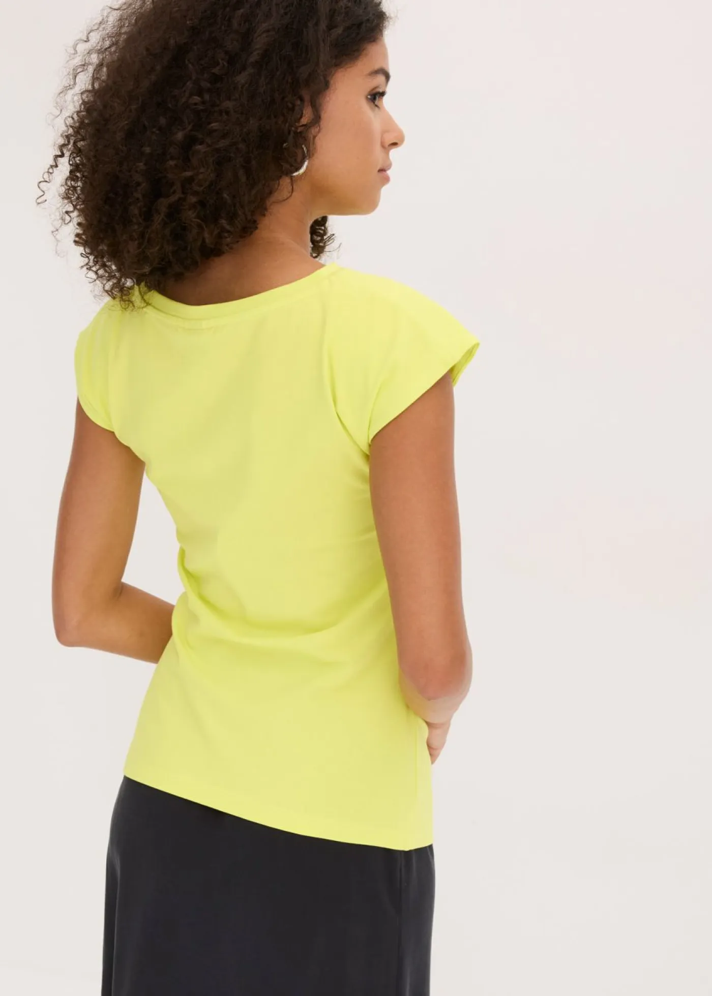 bonprix bonprix Camisetas>Camiseta de algodón con elástico Amarillo cítrico