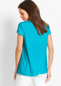 Mujer bonprix bonprix Camiseta de algodón con encaje y manga corta