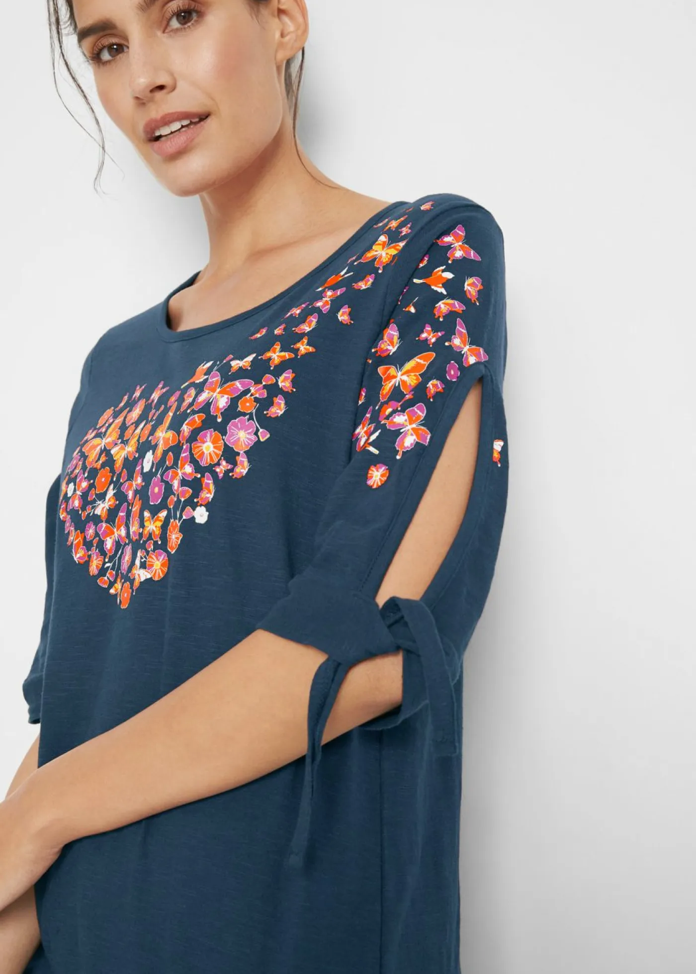 Mujer bonprix bonprix Camiseta de algodón con hombros al descubierto