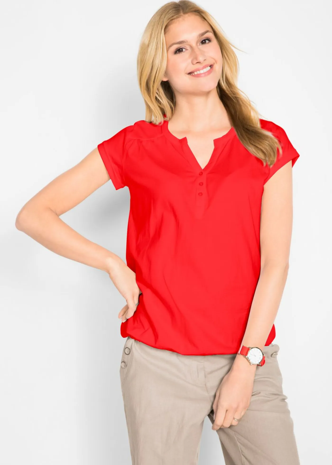 Mujer bonprix bonprix Camiseta de algodón con manga corta