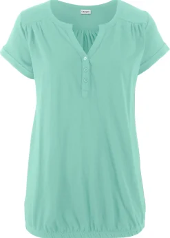 bonprix bonprix Camisetas>Camiseta de algodón con manga corta Menta claro