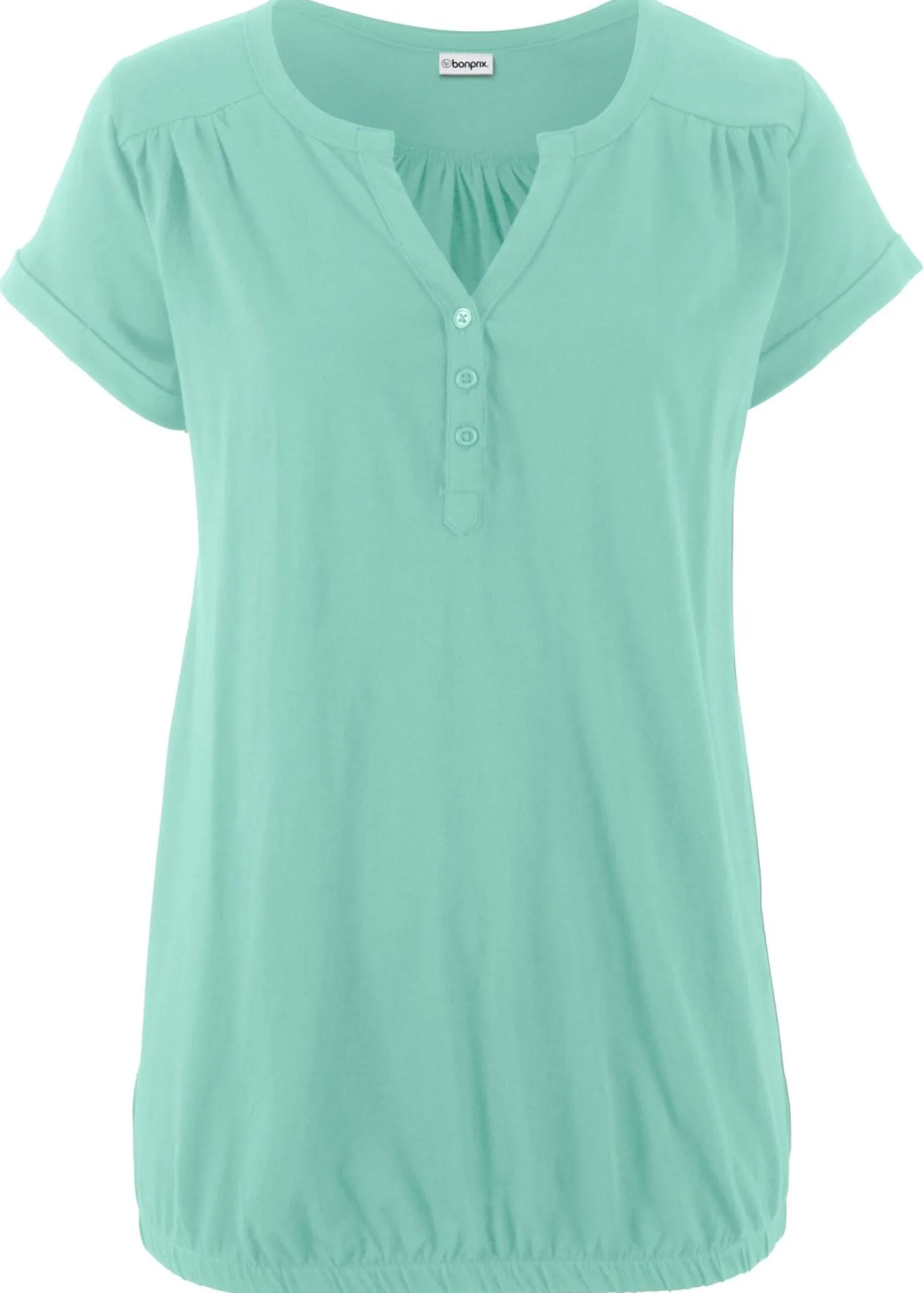bonprix bonprix Camisetas>Camiseta de algodón con manga corta Menta claro