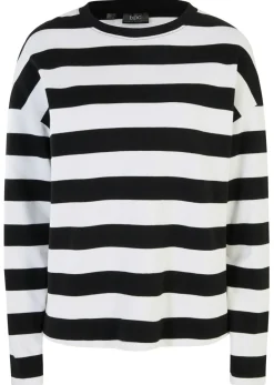 bonprix bonprix Básicos|Camisetas>Camiseta de algodón interlock puro con manga larga Negro-blanco con rayas