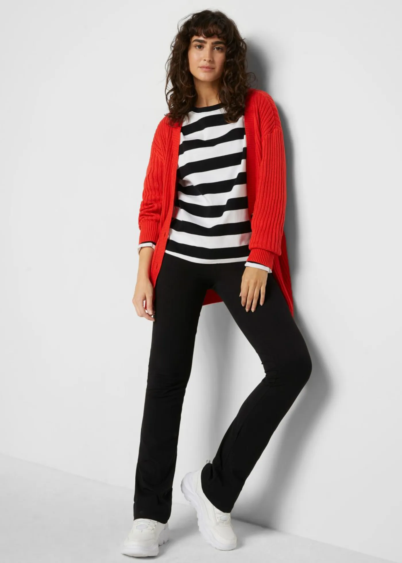 bonprix bonprix Básicos|Camisetas>Camiseta de algodón interlock puro con manga larga Negro-blanco con rayas