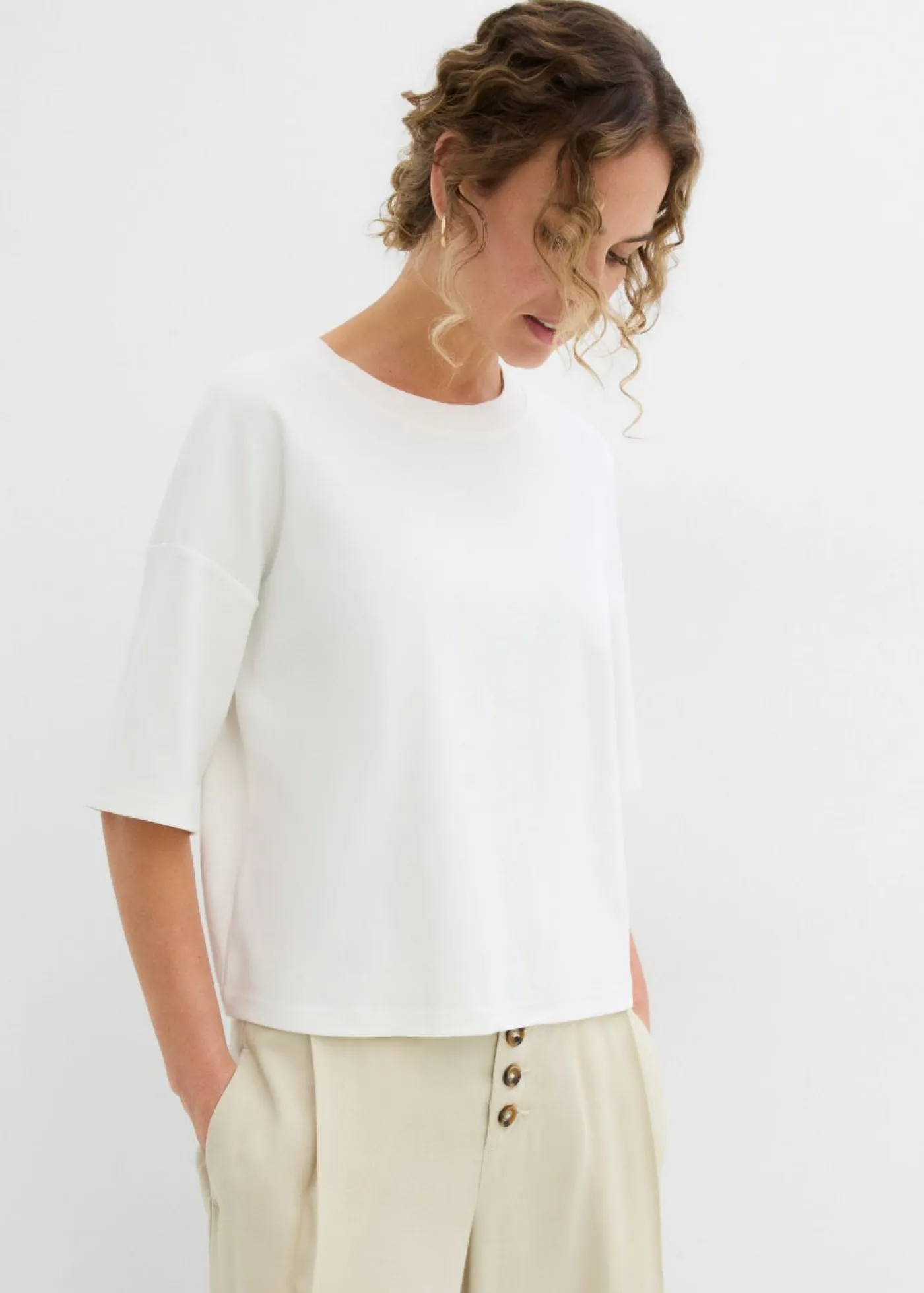 bonprix bonprix Esenciales|Camisetas>Camiseta de algodón orgánico puro Blanco lana