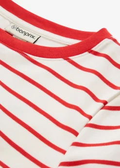 bonprix bonprix Básicos|Camisetas>Camiseta de algodón orgánico pesado blanco lana-fresa con rayas