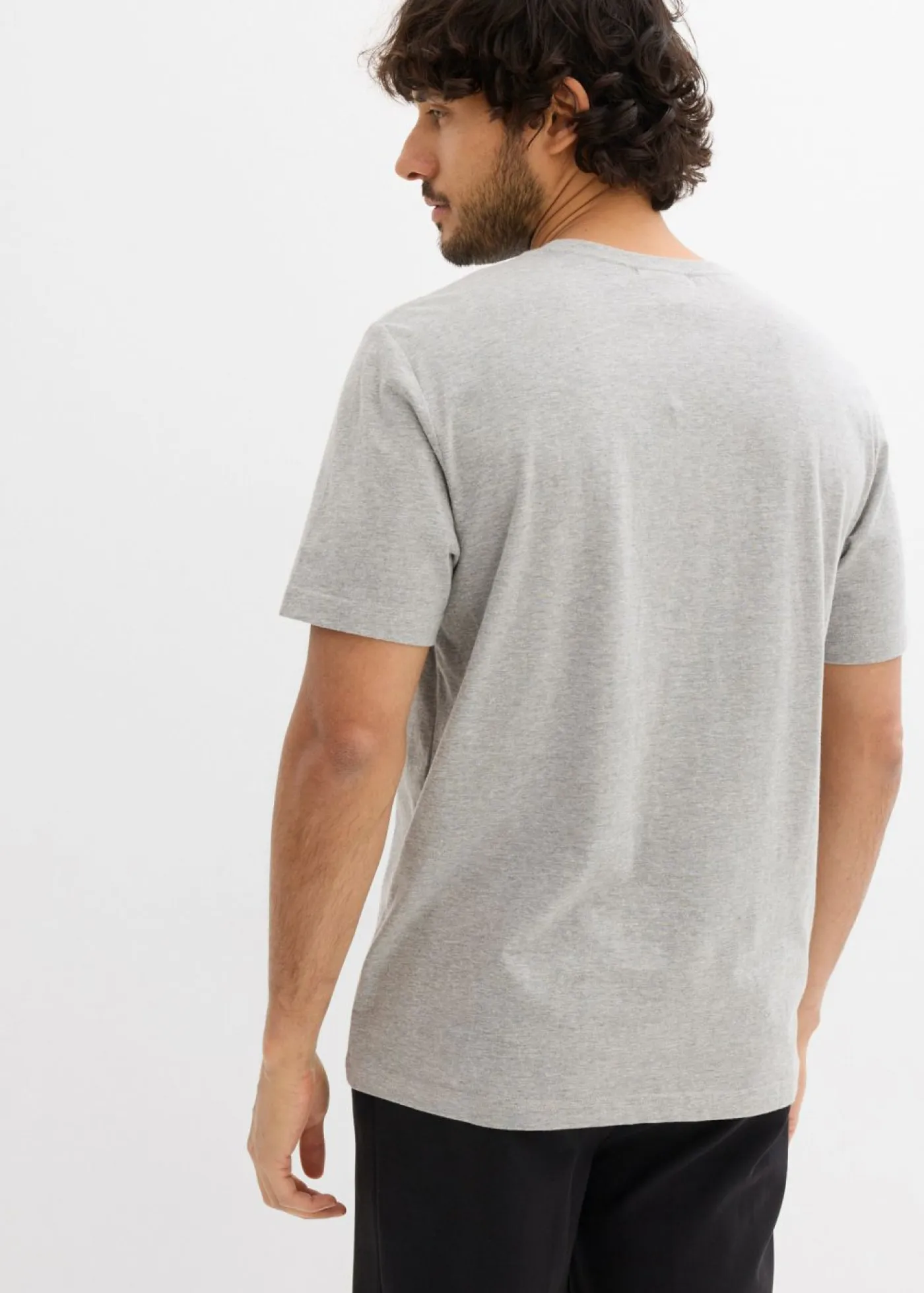 bonprix bonprix Camisetas Y Polos>Camiseta de algodón orgánico puro Gris claro jaspeado