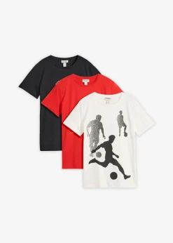 bonprix bonprix Ropa 9 A 16 Años·Camisetas|Ropa 9 A 16 Años·Packs De Ropa>Camiseta de algodón orgánico puro (3 unidades) fresa-blanco lana-negro