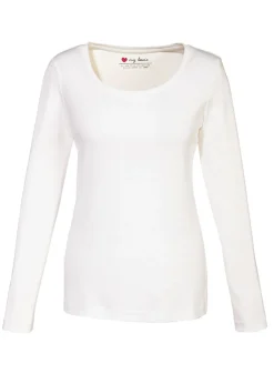 bonprix bonprix Básicos|Camisetas>Camiseta de algodón orgánico puro con manga larga Blanco