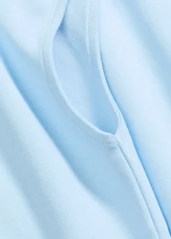 bonprix bonprix Camisetas>Camiseta de algodón orgánico puro con hombros al descubierto Azul claro