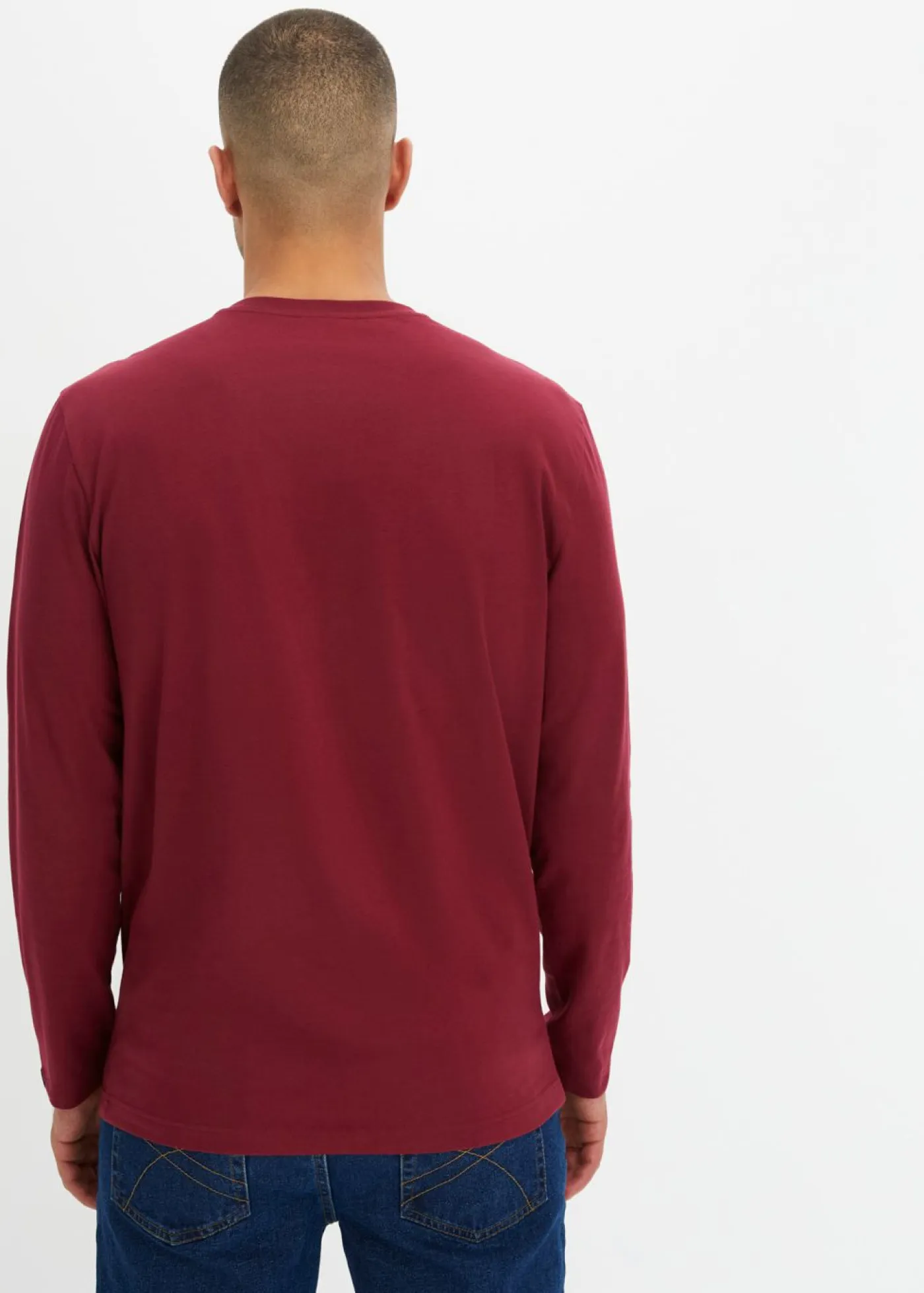 bonprix bonprix Camisetas Y Polos>Camiseta de algodón orgánico puro con manga larga y cuello henley (2 unidades) Azul almirante+rojo azalea