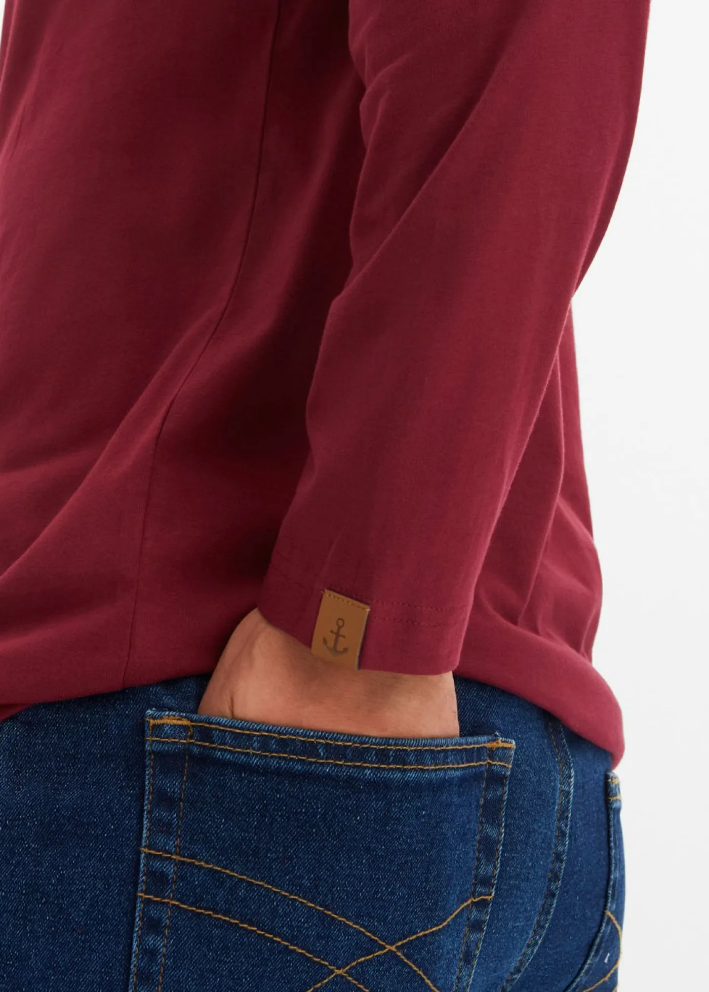 bonprix bonprix Camisetas Y Polos>Camiseta de algodón orgánico puro con manga larga y cuello henley (2 unidades) Azul almirante+rojo azalea