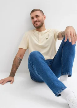 Hombre bonprix bonprix Camiseta de algodón orgánico puro con cuello henley (3 unidades)