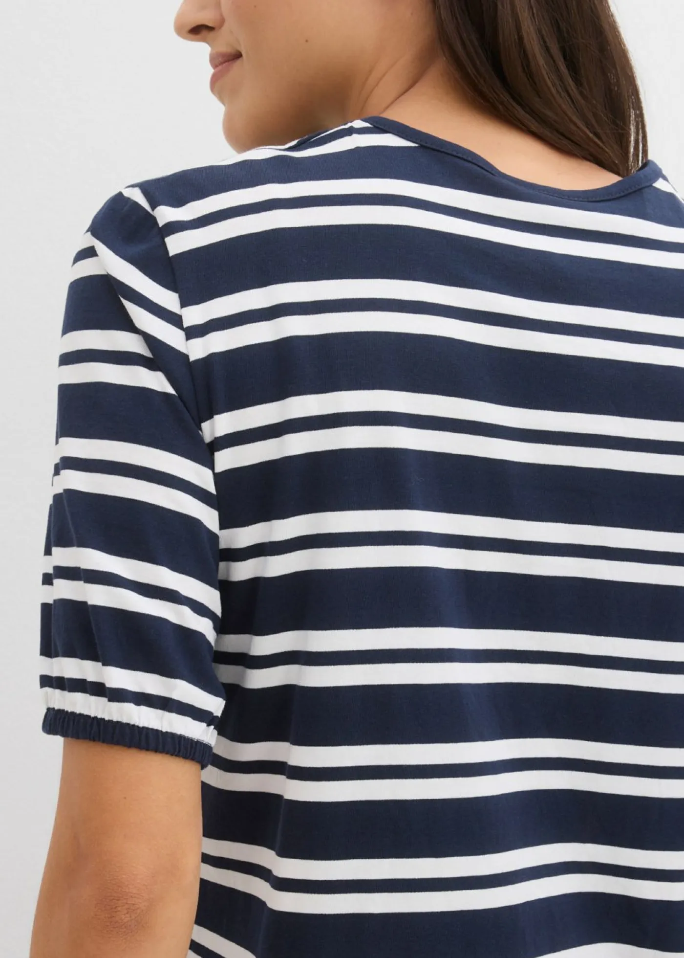 bonprix bonprix Camisetas|Novedades>Camiseta de algodón orgánico puro azul marino-blanco con rayas