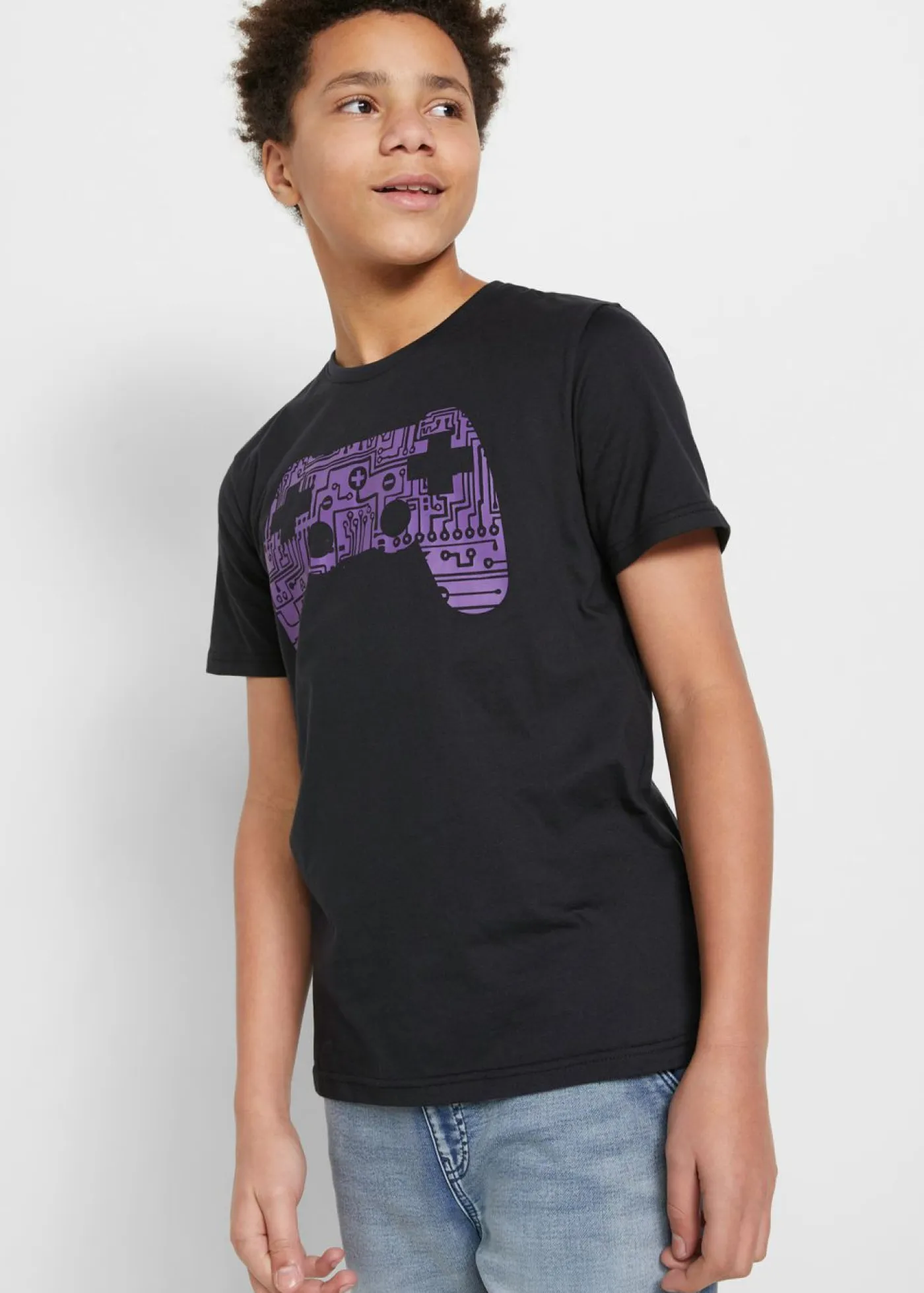 bonprix bonprix Ropa 9 A 16 Años·Camisetas>Camiseta de algodón orgánico para niños Negro