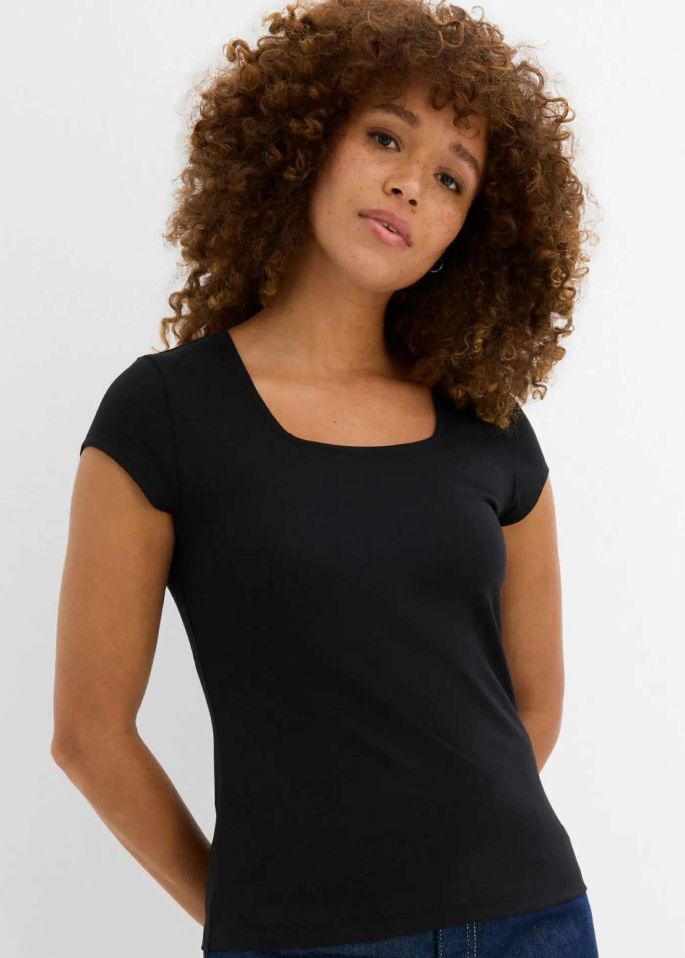 bonprix bonprix Básicos|Camisetas>Camiseta de algodón orgánico puro Negro