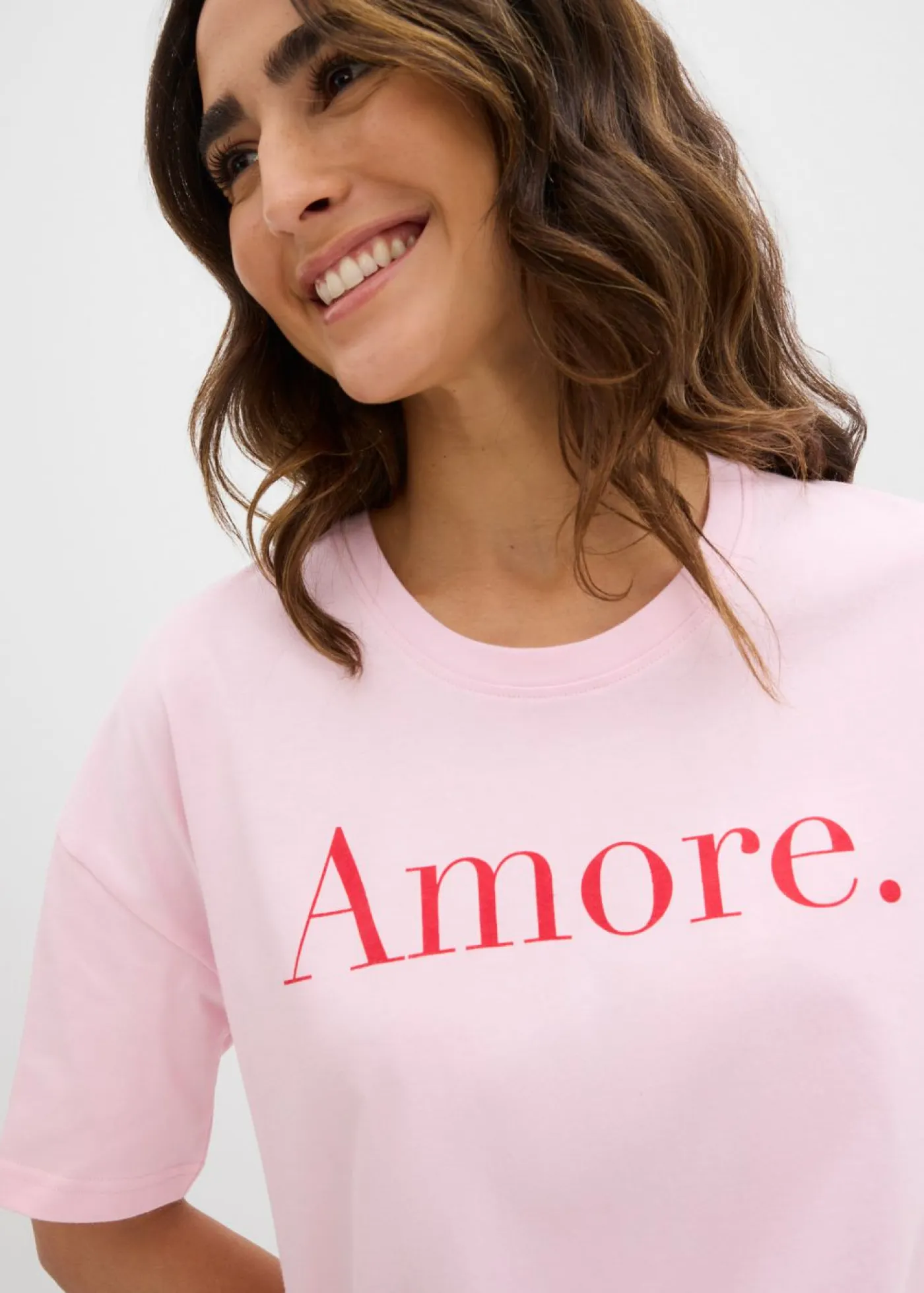 bonprix bonprix Camisetas>Camiseta de algodón orgánico puro rosa cristal-fresa