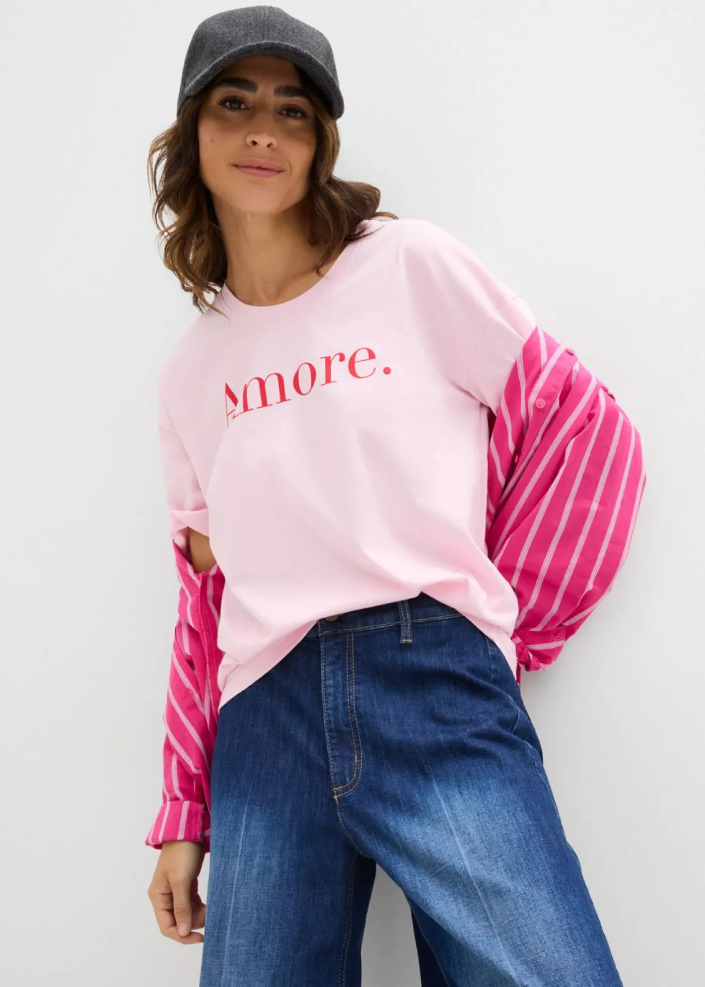 bonprix bonprix Camisetas>Camiseta de algodón orgánico puro rosa cristal-fresa