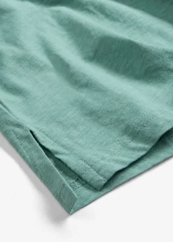 bonprix bonprix Camisetas>Camiseta de algodón orgánico puro con botones Salvia ahumado