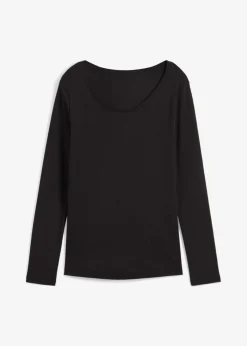bonprix bonprix Básicos|Camisetas>Camiseta de algodón orgánico puro con manga larga Negro